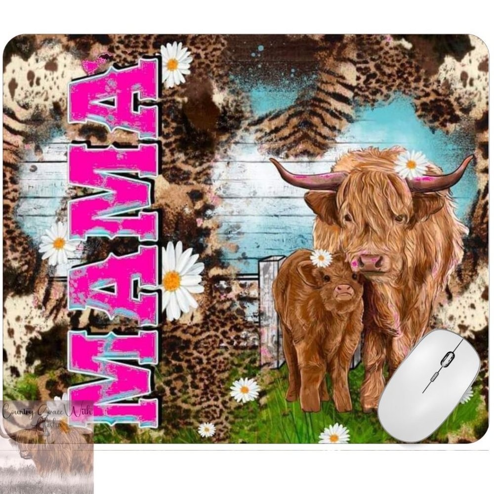 Mama Highland Cow Computer Mouse Pad